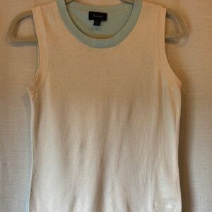 Faconnable women’s Cream and Blue Silk/cashmere blend sweater vest/tank top
